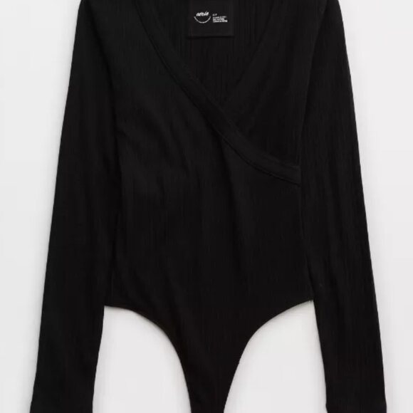 Aerie Long Sleeve Cross Front Bodysuit - Picture 1 of 7